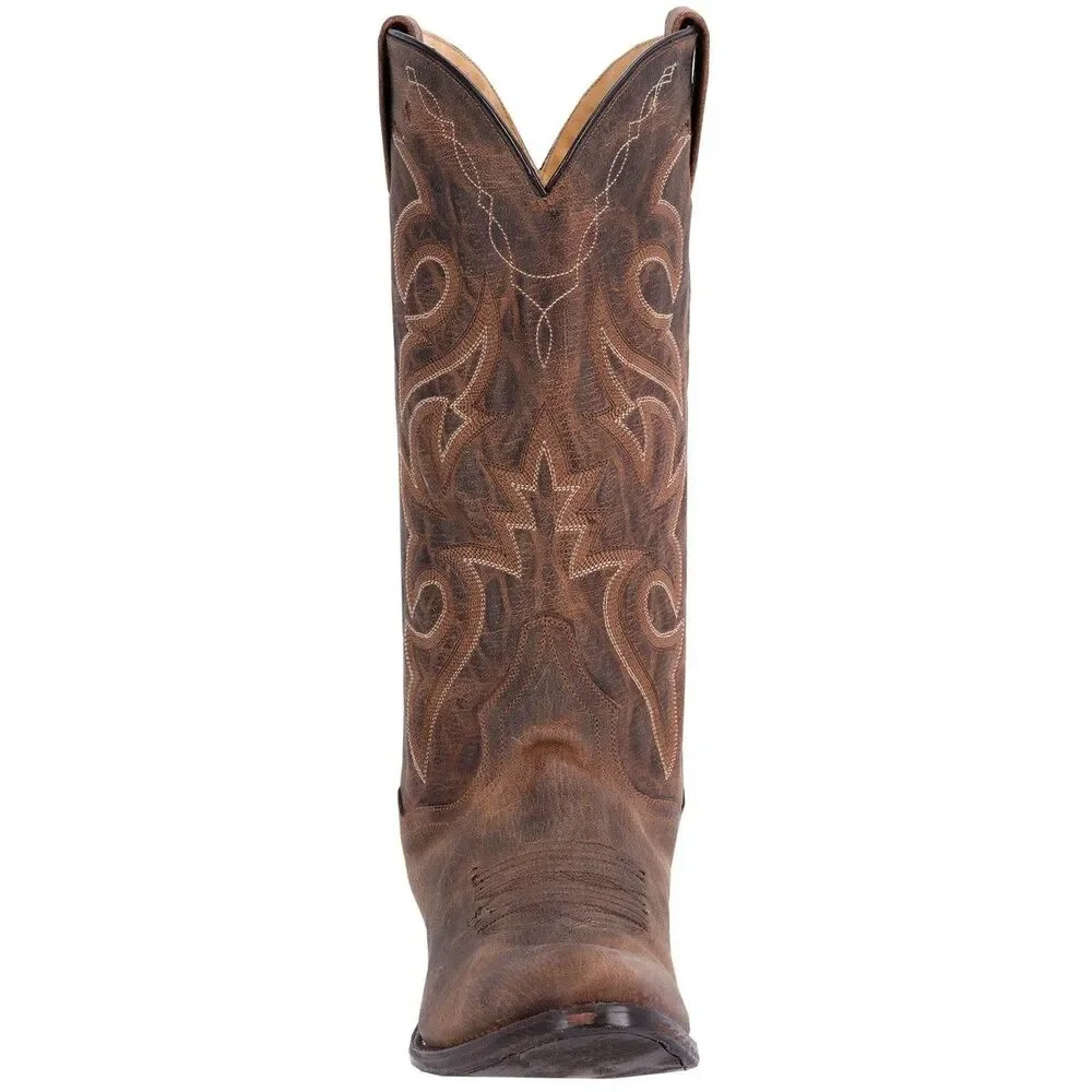 Dan Post Boots Renegade Distressed Embroidered Snip Toe Pull On Cowboy Men Sz 12